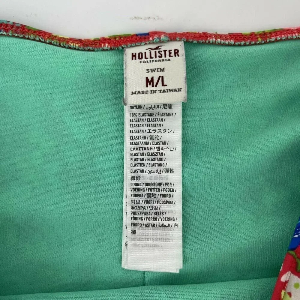 Hollister Bikini Bottom High Waist Size M / L Tropical Floral Red Blue Swimwear